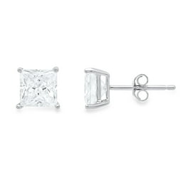 1 ctw Diamond Studs in A Princess Cut (White Gold) G-H Color, SI1 Clarity