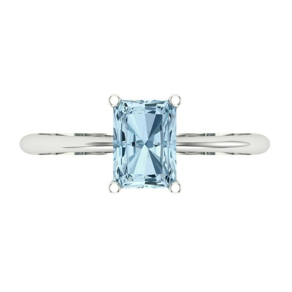 Solitaire Engagement Ring for Women - 1ct Simulated Blue Diamond in 14K White Gold Promise Ring
