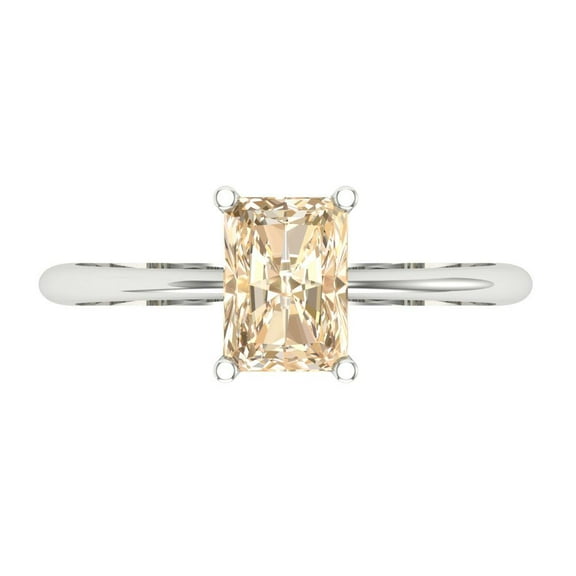 Solitaire Engagement Ring for Women - 1ct Natural Morganite in 14K White Gold Promise Ring