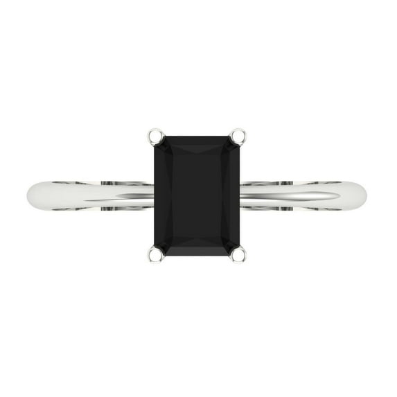 Solitaire Engagement Ring for Women - 1ct Natural Onyx in 14K White Gold Promise Ring