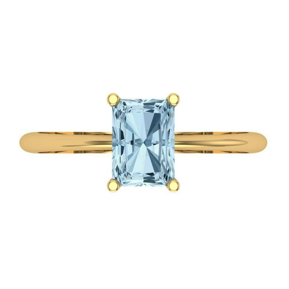 Solitaire Engagement Ring for Women - 1ct Natural Swiss Blue Topaz in 14K Yellow Gold Promise Ring