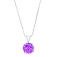 thumbnail image 1 of 1.0 ct Brilliant Round Cut Solitaire Natural Amethyst 18K White Gold Pendant with 18" Chain, 1 of 3