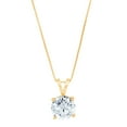 thumbnail image 1 of 1.0 ct Brilliant Round Cut Solitaire Natural Swiss Blue Topaz 14k Yellow Gold Pendant with 18" Chain, 1 of 2