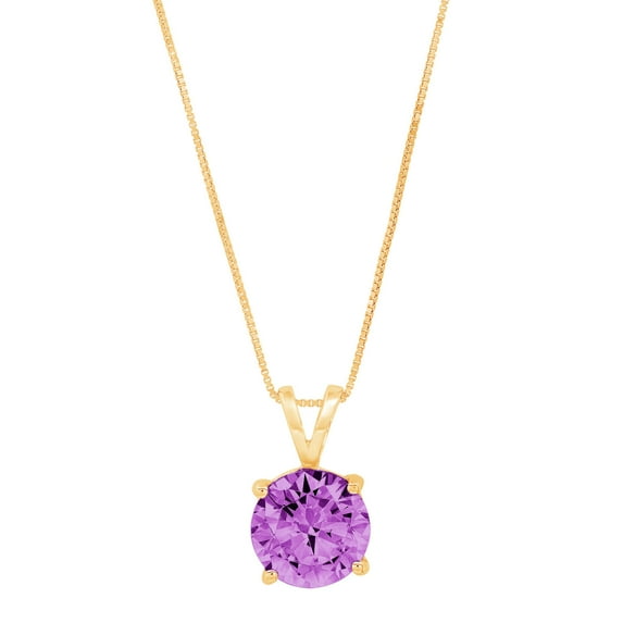 1.0 ct Brilliant Round Cut Solitaire Simulated Alexandrite 14k Yellow Gold Pendant with 18" Chain