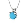 thumbnail image 1 of 1.0 ct Brilliant Round Cut Solitaire Turquoise 14k White Solid Gold Everyday Affordable Designer Necklace Pendant with 18" Chain, 1 of 7