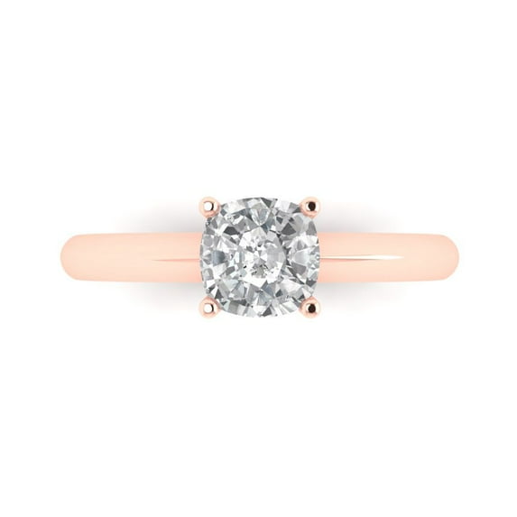 Clara Pucci 14K Rose Gold 1ct Clear Solitaire Ring for Women