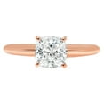 thumbnail image 1 of 1.0 ct Cushion Cut Genuine Cultured Diamond VS1-VS2 G-H 18K Rose Gold Solitaire Promise Wedding Statement Engagement Designer Ring size 8.5, 1 of 7