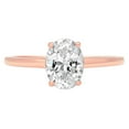 thumbnail image 1 of 1.0 ct Oval Cut Genuine Cultured Diamond SI1-SI2 J-K 14K Rose Gold Solitaire Promise Wedding Statement Engagement Designer Ring size 5, 1 of 6