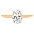 thumbnail image 1 of 1.0 ct Oval Cut Genuine Cultured Diamond SI1-SI2 J-K 14K Yellow Gold Solitaire Promise Wedding Statement Engagement Designer Ring size 4, 1 of 7