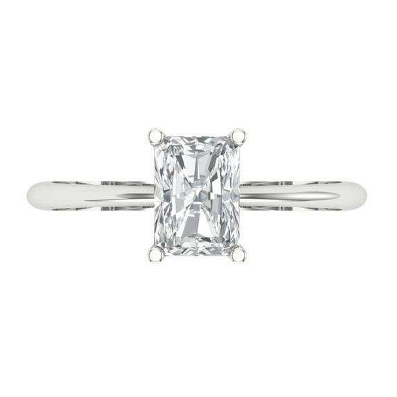 Clara Pucci 14K White Gold 1ct Clear Solitaire Ring for Women