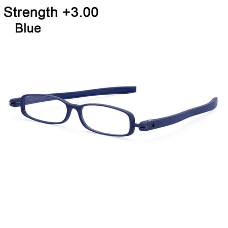 +1.00~+4.0 Diopter Reading Computer Resin Vision Care 360 degree Rotation Folding Reading Glasses Eyewear Presbyopia Eyeglasses BLUE STRENGTH +3.00