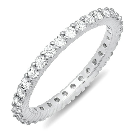 1.00 CT 14k Gold Round Diamond Ladies Eternity Anniversary Stackable Ring Wedding Band