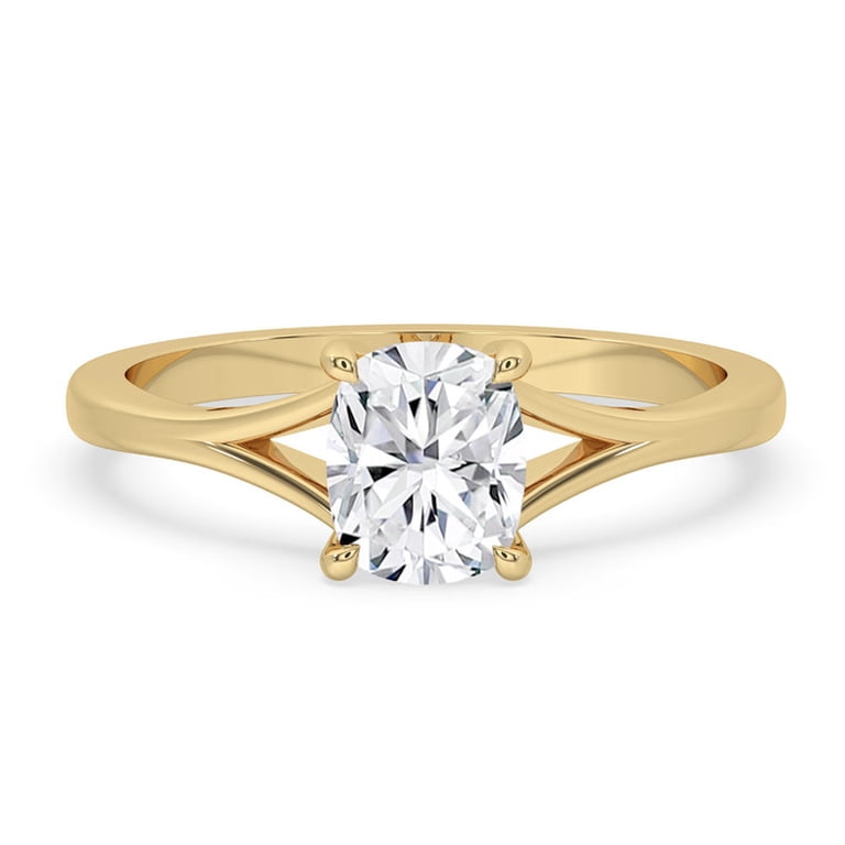 1.00 CT Elongated Cushion Cut Diamond Ring Spilt Shank Ring For 
