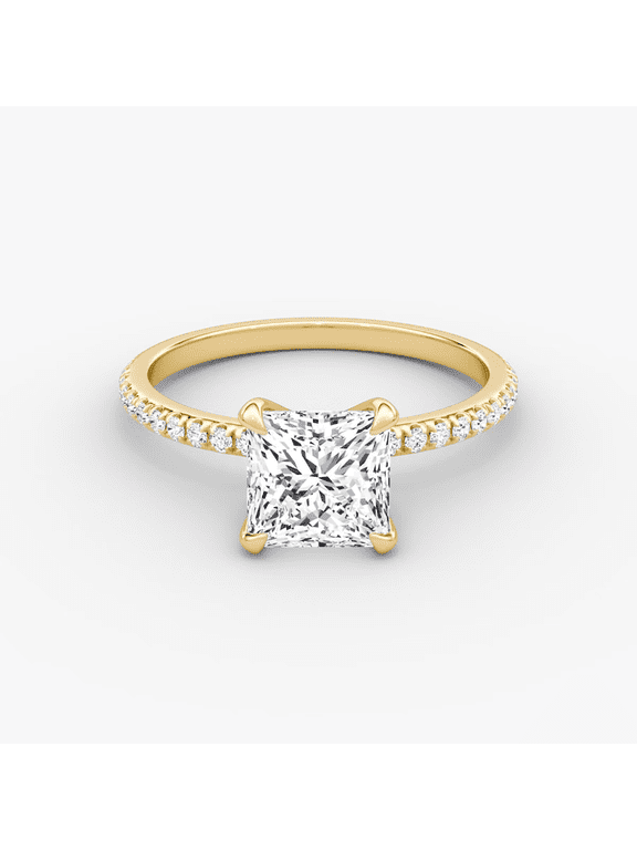 1.00 CT IGI Certified Princess Cut Lab Grown Diamond Engagement Ring for Women Yellow Gold Plated over 925 Silver