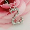 thumbnail image 1 of 1.00 CT Open Heart Round Cut Diamond Pendant Necklace 14k White Gold Finish, 1 of 2