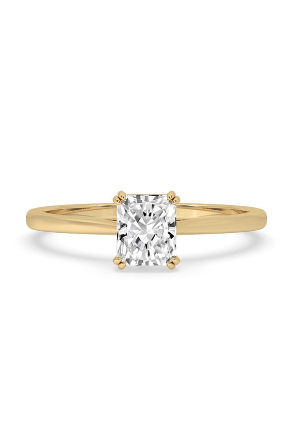 1.00 CT Radiant Cut Lab Crated Diamond Wedding Ring With Double Prong Wedding Anniversary Ring 18k Yellow Gold Ring For Women.