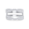 thumbnail image 1 of 1.00 CT Round Cut White Cubic Zirconia Enhancer Double Guard Ring In 14K White Gold Plated Sterling Silver (Color: White, Clarity: VVS1-VVS2, 1.00 Cttw) -4, 1 of 9