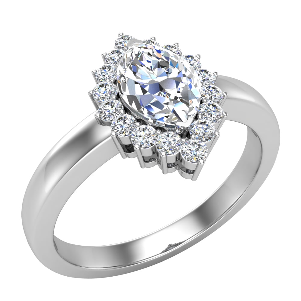 1.00 CT TW April Birthstone Classic Marquise Diamond Ring 14K White ...