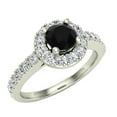 thumbnail image 1 of 1.00 CT TW Black & White Round Diamond Cathedral Style Halo Engagement Ring 14K White Gold, 1 of 5