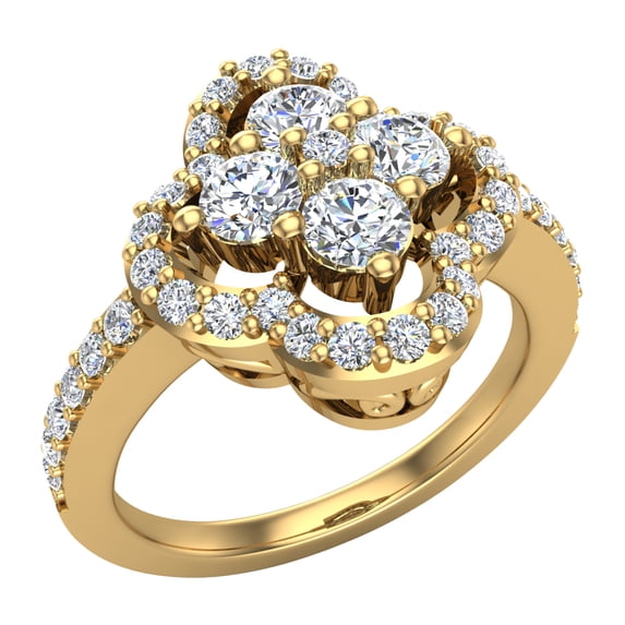 1.00 CT TW Diamond Loop Ring Cluster 18K Gold (G,SI)