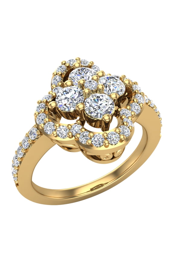 1.00 CT TW Diamond Loop Ring Cluster 18K Gold (G,SI)