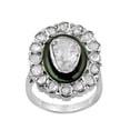 thumbnail image 1 of 1.00 CTW Natural Diamond Polki Cocktail Ring 925 Sterling Silver with Green Enamel Women Mother's Day Gift Jewelry, 1 of 5