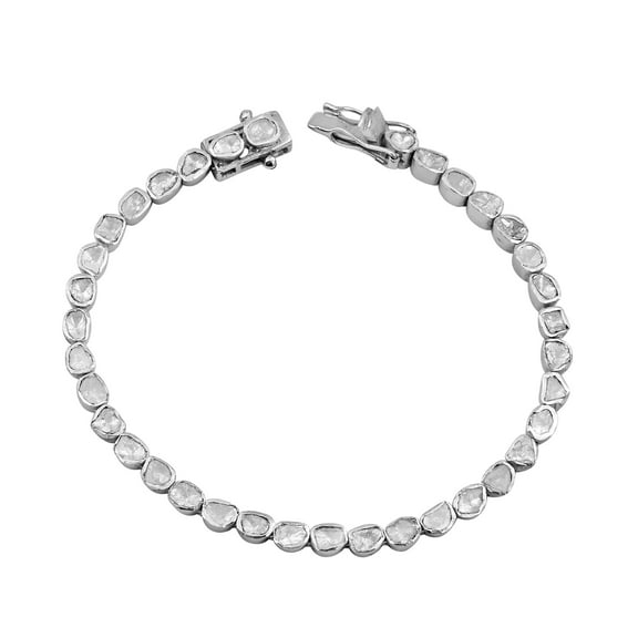 1.00 CTW Natural Diamond Polki Eternity Tennis Bracelet 925 Sterling Silver Women Jewelry