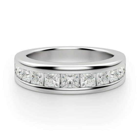 1.00 CTW Princess Cut Half Eternity Wedding Ring 925 Silver
