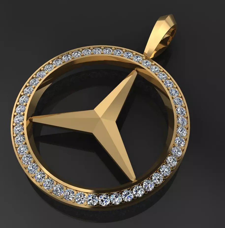 1.00 CTW Round VVS1 Moissanite Mercedes Pendant in 14K Yellow Gold Plate -  Walmart.com, image size:915x929