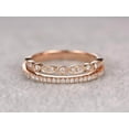 thumbnail image 1 of 1.00 Carat 2 pcs Moissanite Diamond Wedding Ring Set Stacking Curved Design art deco Ring set in Silver and 18k Rose Gold Plating, 1 of 6