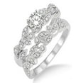 thumbnail image 1 of 1.00 Carat Antique Flower Bridal Set with Round Cut Diamond in 10k White Gold, 1 of 3