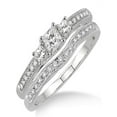 thumbnail image 1 of 1.00 Carat Antique Three Stone Bridal Set with Princess Cut Diamond in 10k White Gold, 1 of 2