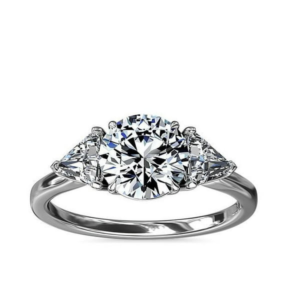 1.00 Carat Beautiful Three Stone Round Cut Genuine Diamond Bridal Ring for her Solid 14K White Gold Size 7