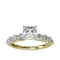 thumbnail image 1 of 1.00 Carat Brilliant Asscher Cut Genuine Diamond Solitaire with Accents Wonderful Ring for Ladies Solid 14K Yellow Gold Size 10.5, 1 of 6