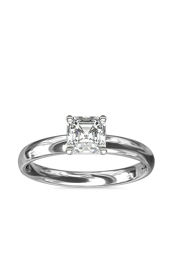 2.00 Carat Brilliant Asscher Cut IGI Certified Lab Grown Diamond Elegant Solitaire Wedding Ring for her in Solid 14K White Gold Size 9.5