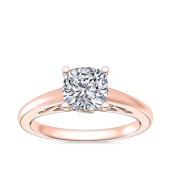 1.00 Carat Brilliant Cushion Cut Genuine Diamond Solitaire Wonderful Ring for Ladies Solid 14K Rose Gold Size 10.5
