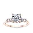 thumbnail image 1 of 1.00 Carat Brilliant Cushion Cut Natural Diamond Elegant Solitaire with Accents Wedding Ring for her in Solid 14K Rose Gold Size 9.5, 1 of 8