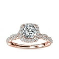 thumbnail image 1 of 1.00 Carat Brilliant Cushion Cut Natural Diamond Solitaire with Accents Beautiful Ring for Engagement Solid 18K Rose Gold Size 9, 1 of 9