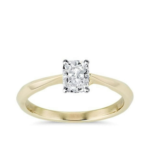 1.00 Carat Brilliant Cushion Cut Real Diamond Elegant Solitaire Wedding Ring for Women Solid 14K Yellow Gold Size 10