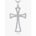thumbnail image 1 of 1.00 Carat Brilliant Cut Genuine Diamond Stunning Outline Cross Pendant Necklace for Ladies Solid 18K White Gold With 18 inches chain, 1 of 2