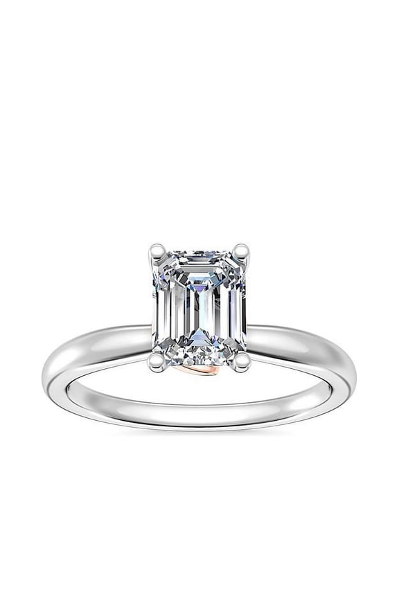 2.00 Carat Brilliant Emerald Cut IGI Certified Lab Grown Diamond Solitaire Beautiful Ring for Engagement Solid 14K White Gold Size 9