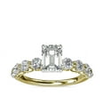thumbnail image 1 of 1.00 Carat Brilliant Emerald Cut Real Diamond Elegant Solitaire with Accents Wedding Ring for Women Solid 14K Yellow Gold Size 10, 1 of 6
