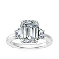 thumbnail image 1 of 1.00 Carat Brilliant Emerald Cut Real Diamond Elegant Three Stone Wedding Ring for Women Solid 18K White Gold Size 10, 1 of 8