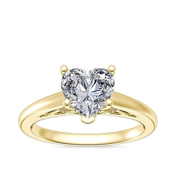 1.00 Carat Brilliant Heart Cut Natural Diamond Solitaire Beautiful Ring for Engagement Solid 18K Yellow Gold Size 9