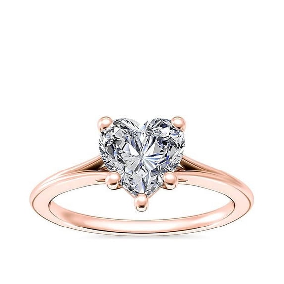 1.00 Carat Brilliant Heart Cut Real Diamond Elegant Solitaire Wedding Ring for Women Solid 14K Rose Gold Size 10