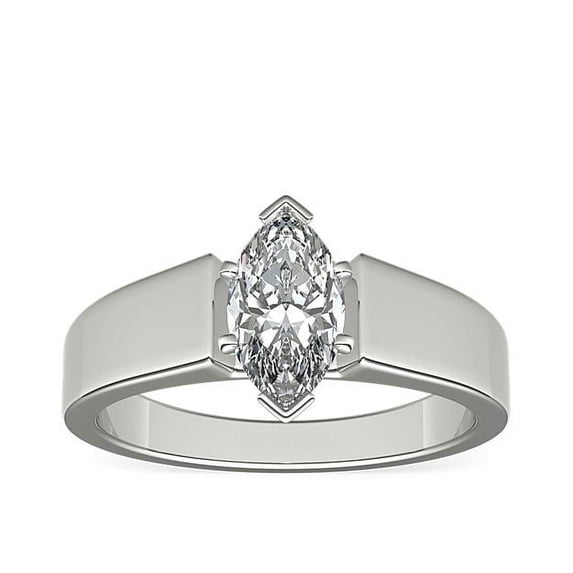 1.00 Carat Brilliant Marquise Cut Genuine Diamond Solitaire Wonderful Ring for Ladies Solid 14K White Gold Size 10.5