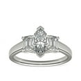 thumbnail image 1 of 1.00 Carat Brilliant Marquise Cut Real Diamond Elegant Three Stone Wedding Ring for Women Solid 18K White Gold Size 10, 1 of 5