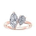 thumbnail image 1 of 1.00 Carat Brilliant Marquise & Pear Cut Natural Diamond Elegant Two Stone Ring for her Solid 18K Rose Gold Size 9.5, 1 of 8