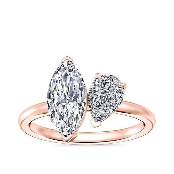 1.00 Carat Brilliant Marquise & Pear Cut Real Diamond Elegant Wedding Band for Women Solid 14K Rose Gold Size 10