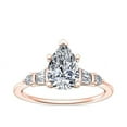 thumbnail image 1 of 1.00 Carat Brilliant Pear Cut Natural Diamond Elegant Solitaire with Accents Ring for her Solid 18K Rose Gold Size 9.5, 1 of 8